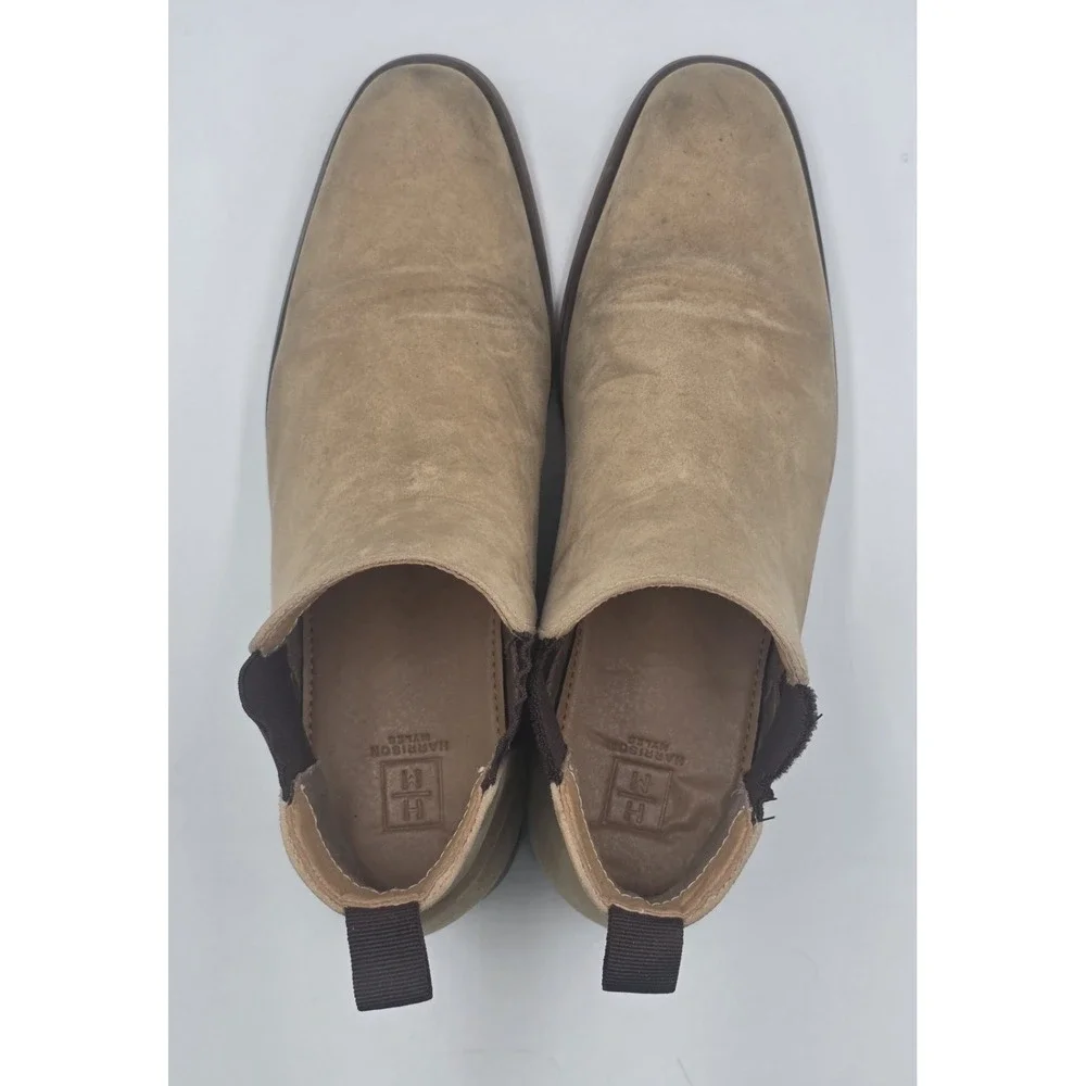 Harrison Myles Beige Mens Classic Scott Chelsea Boots Shoes Size 11 B-1852 Suede